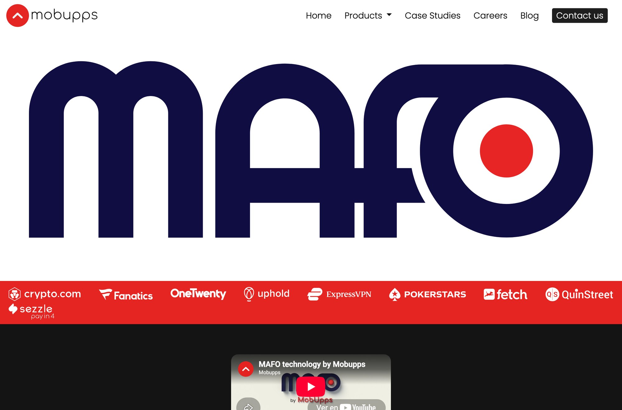The MAFO product page, first screen — before